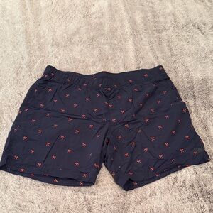 The North Face Navy Swim Shorts with Red Pattern